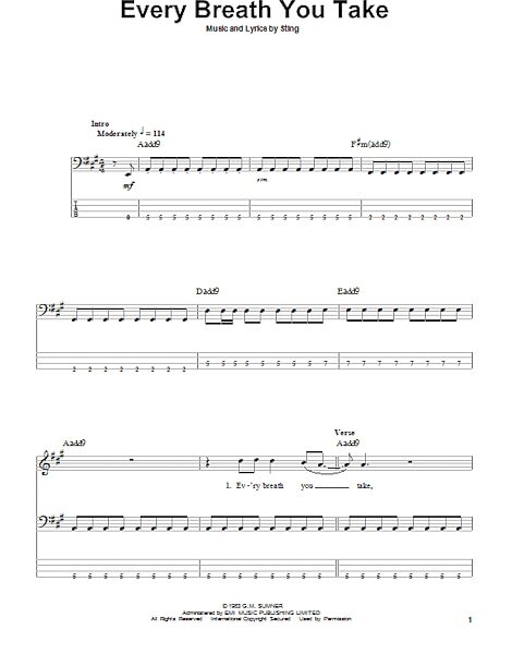 open zoom image for Every Breath You Take - Bass Tab, New, Main