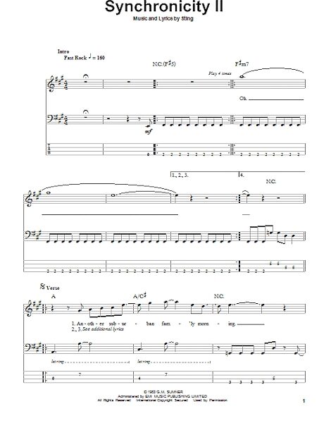 open zoom image for Synchronicity II - Bass Tab, New, Main