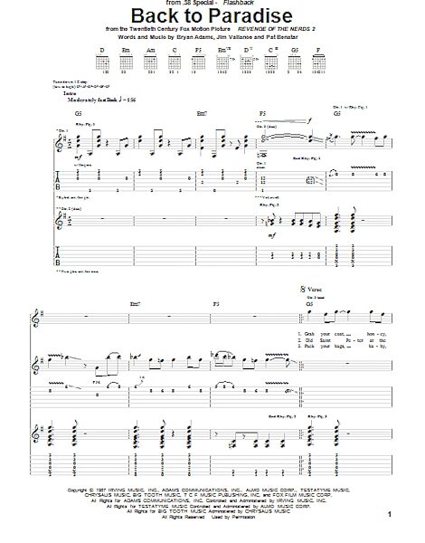 open zoom image for Back To Paradise - Guitar TAB, New, Main