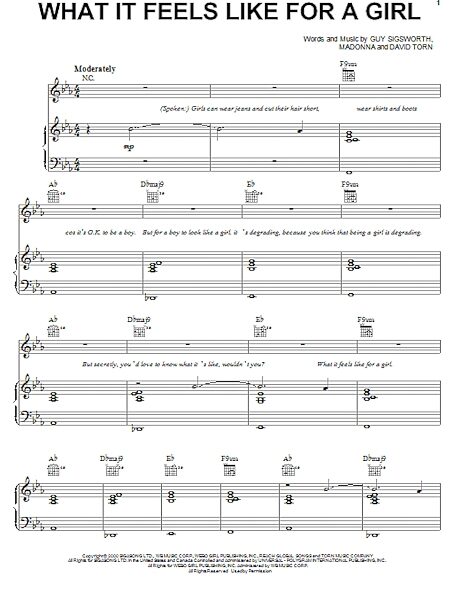 open zoom image for What It Feels Like For A Girl - Piano/Vocal/Guitar, New, Main