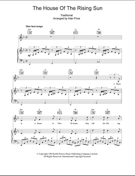open zoom image for The House Of The Rising Sun - Piano/Vocal/Guitar, New, Main