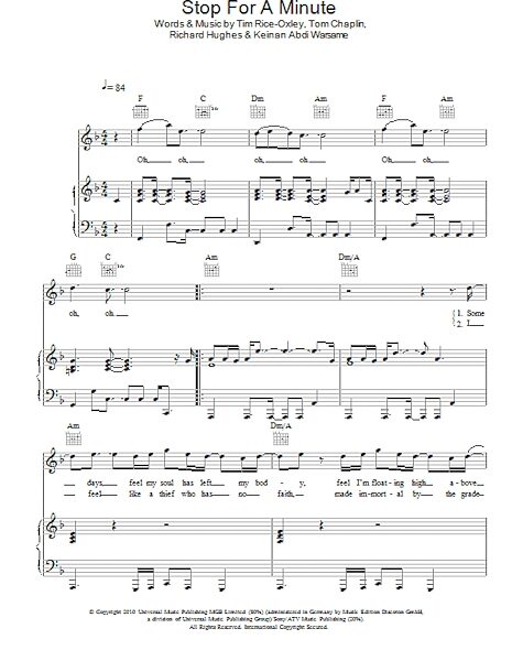 open zoom image for Stop For A Minute - Piano/Vocal/Guitar, New, Main