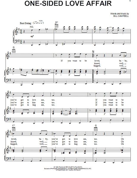 open zoom image for One-Sided Love Affair - Piano/Vocal/Guitar, New, Main