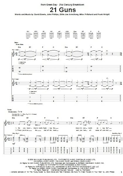 open zoom image for 21 Guns - Guitar TAB, New, Main