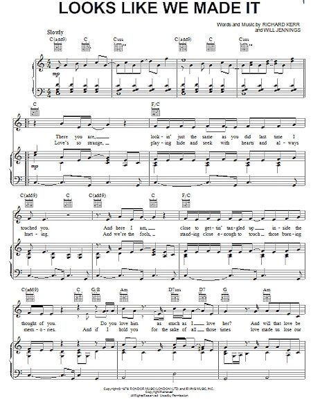 open zoom image for Looks Like We Made It - Piano/Vocal/Guitar, New, Main