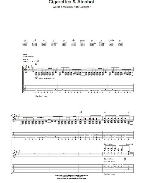 open zoom image for Cigarettes & Alcohol - Guitar TAB, New, Main