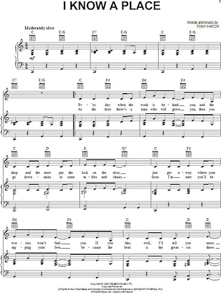 open zoom image for I Know A Place - Piano/Vocal/Guitar, New, Main