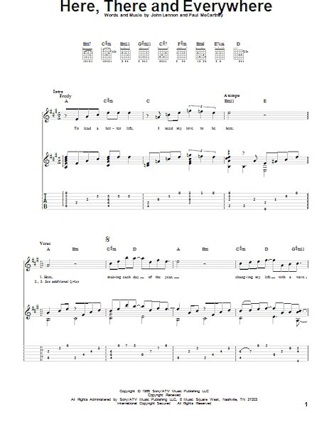 open zoom image for Here, There And Everywhere - Guitar TAB, New, Main