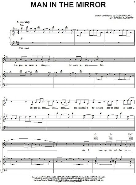 open zoom image for Man In The Mirror - Piano/Vocal/Guitar, New, Main