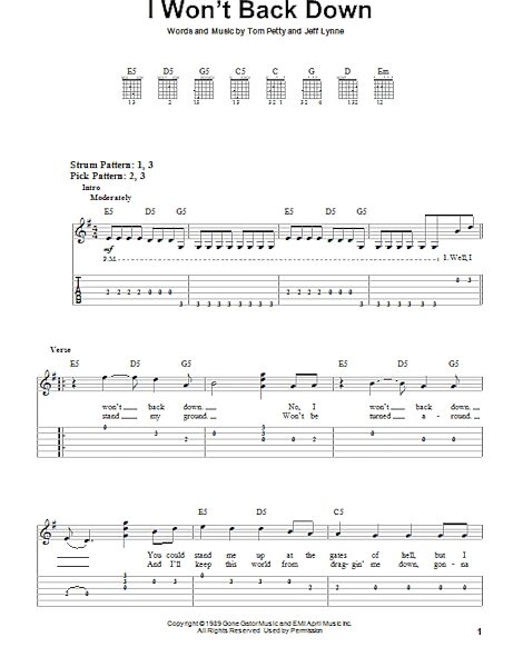 open zoom image for I Won't Back Down - Easy Guitar with TAB, New, Main
