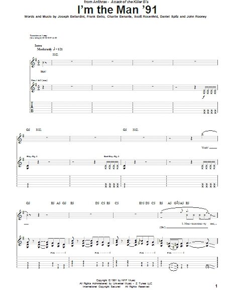 open zoom image for I'm The Man '91 - Guitar TAB, New, Main