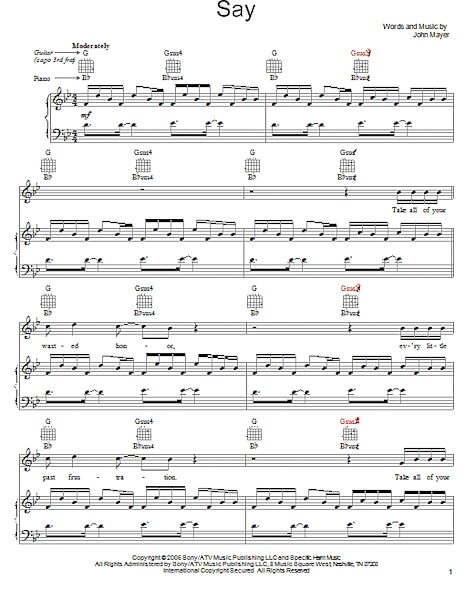 open zoom image for Say - Piano/Vocal/Guitar, New, Main