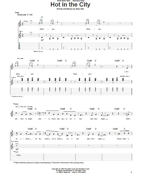 open zoom image for Hot In The City - Guitar TAB, New, Main