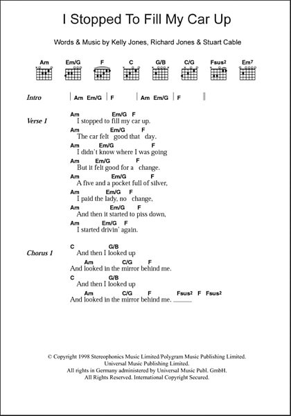 open zoom image for I Stopped To Fill My Car Up - Guitar Chords/Lyrics, New, Main