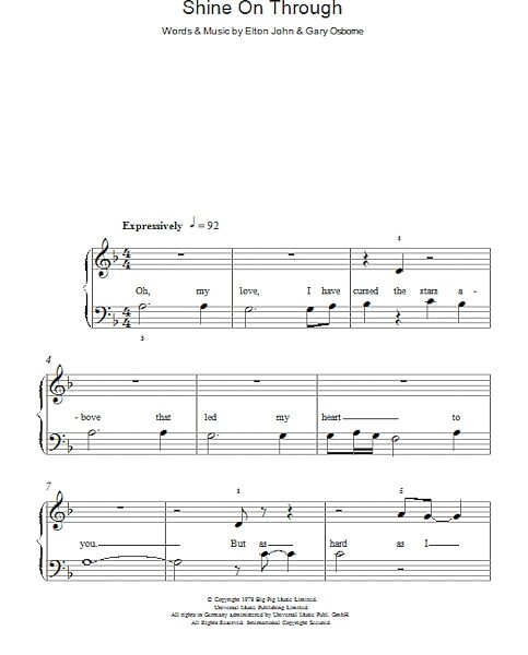 open zoom image for Shine On Through - Easy Piano, New, Main