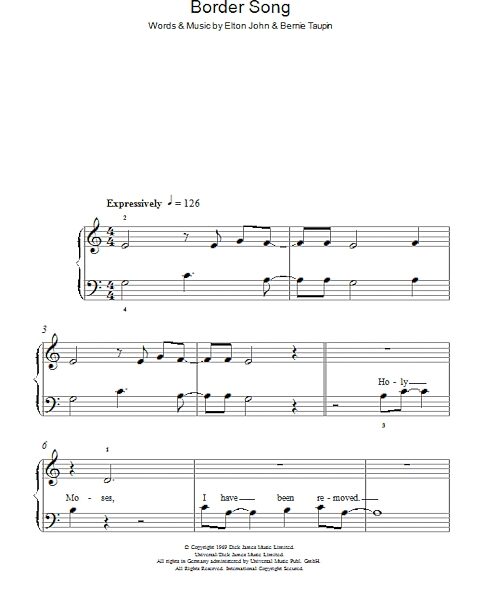 open zoom image for Border Song - Easy Piano, New, Main