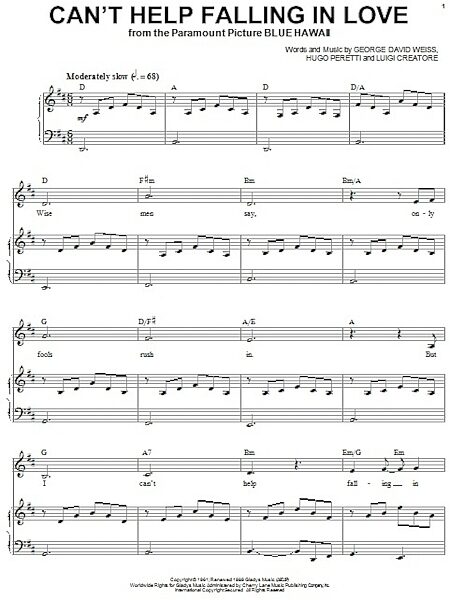 open zoom image for Can't Help Falling In Love - Piano Vocal, New, Main