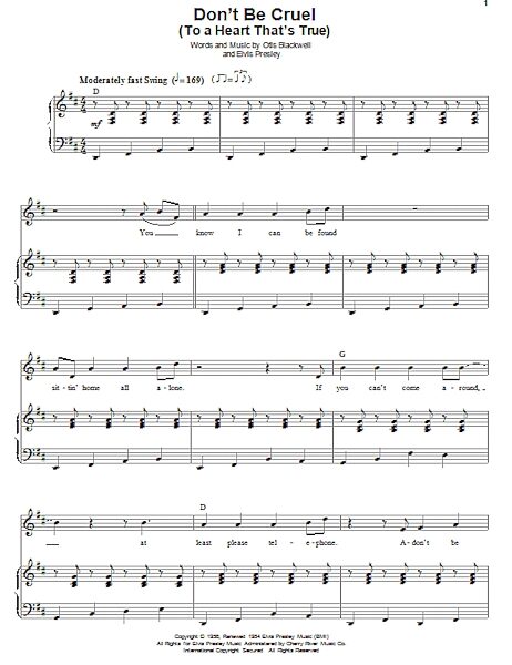 open zoom image for Don't Be Cruel (To A Heart That's True) - Piano Vocal, New, Main