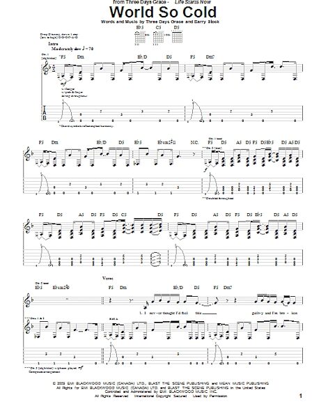 open zoom image for World So Cold - Guitar TAB, New, Main