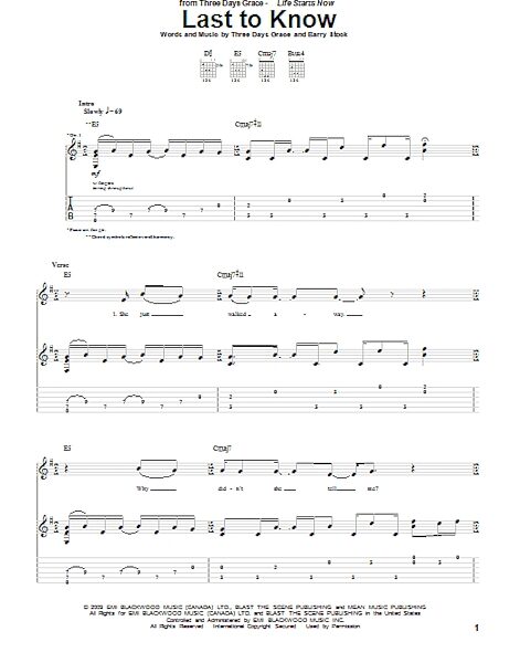 open zoom image for Last To Know - Guitar TAB, New, Main