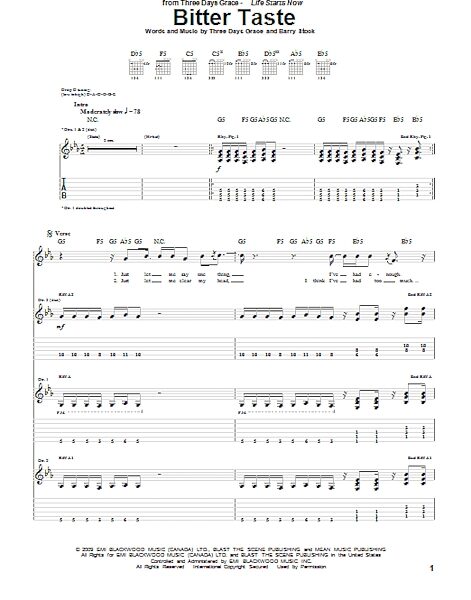 open zoom image for Bitter Taste - Guitar TAB, New, Main