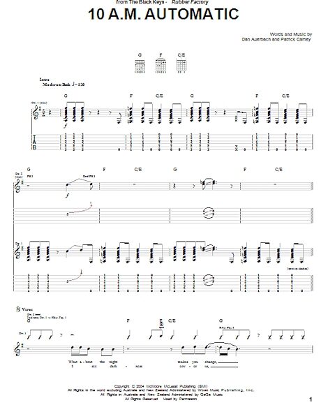 open zoom image for 10 A.M. Automatic - Guitar TAB, New, Main