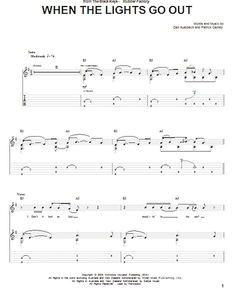 open zoom image for When The Lights Go Out - Guitar TAB, New, Main