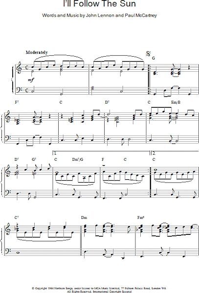 open zoom image for I'll Follow The Sun - Piano Solo, New, Main