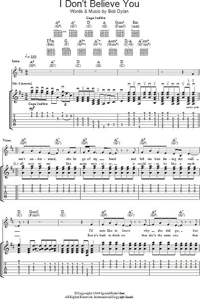 open zoom image for I Don't Believe You - Guitar TAB, New, Main