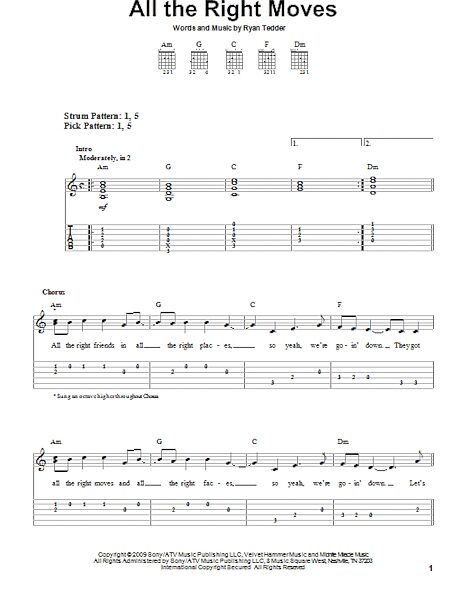 open zoom image for All The Right Moves - Easy Guitar with TAB, New, Main