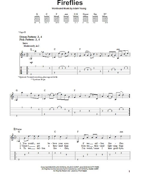 open zoom image for Fireflies - Easy Guitar with TAB, New, Main