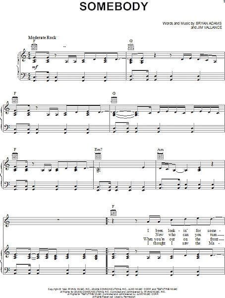 open zoom image for Somebody - Piano/Vocal/Guitar, New, Main