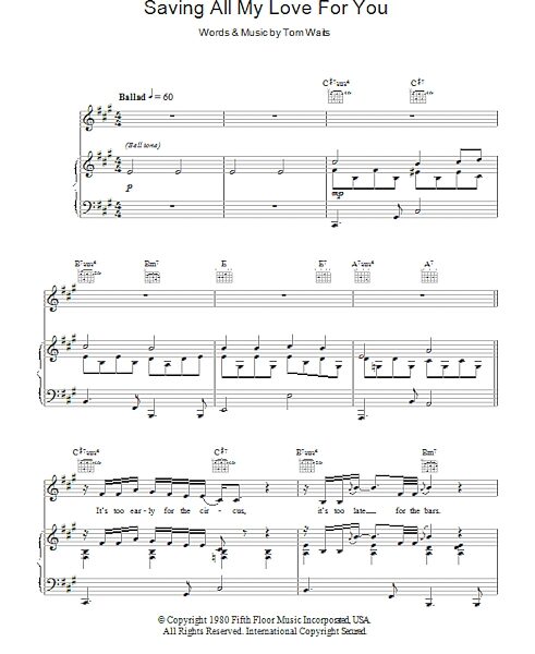 open zoom image for Saving All My Love For You - Piano/Vocal/Guitar, New, Main