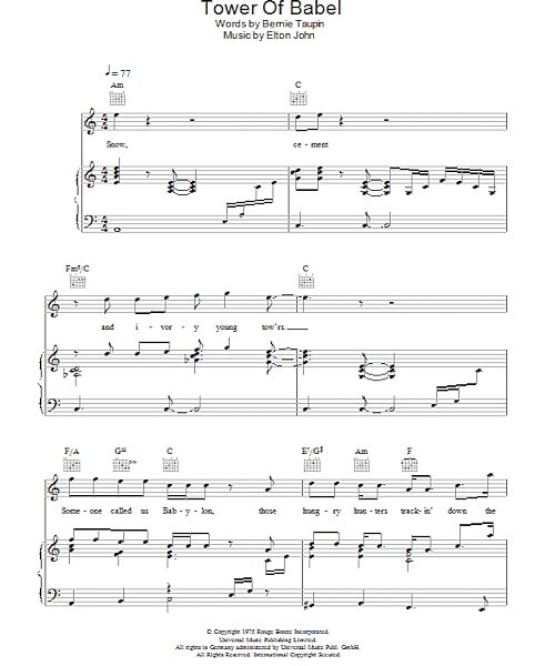 open zoom image for Tower Of Babel - Piano/Vocal/Guitar, New, Main