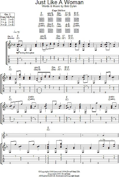 open zoom image for Just Like A Woman - Guitar TAB, New, Main