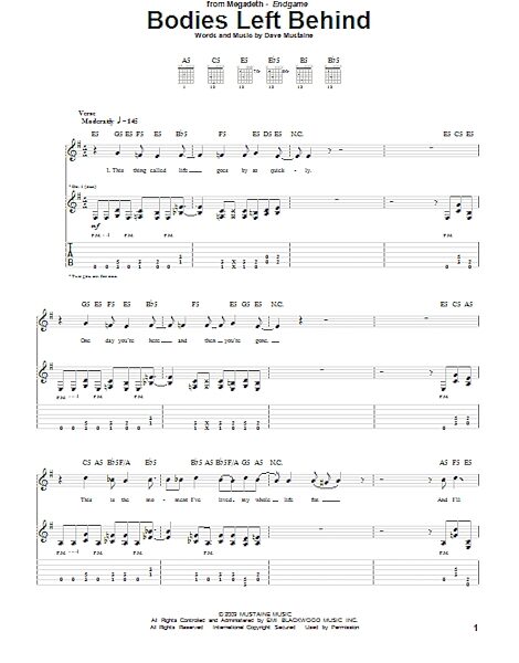 open zoom image for Bodies Left Behind - Guitar TAB, New, Main