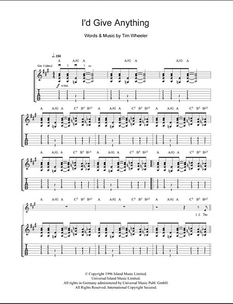 open zoom image for I'd Give You Anything - Guitar TAB, New, Main