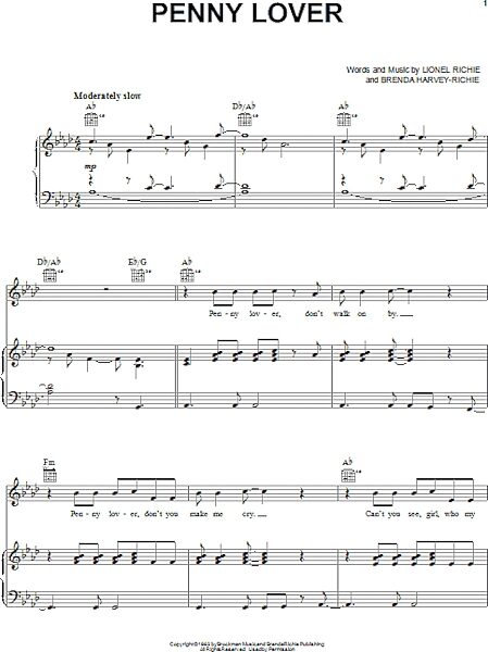 open zoom image for Penny Lover - Piano/Vocal/Guitar, New, Main