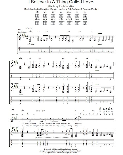 open zoom image for I Believe In A Thing Called Love - Guitar TAB, New, Main