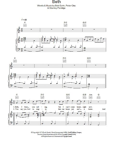 open zoom image for Beth - Piano/Vocal/Guitar, New, Main