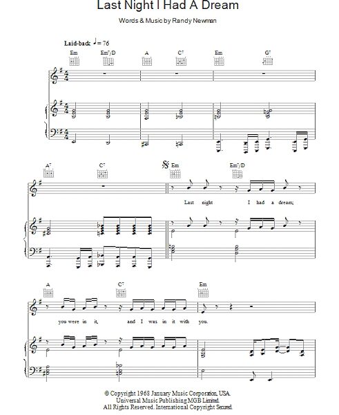 open zoom image for Last Night I Had A Dream - Piano/Vocal/Guitar, New, Main