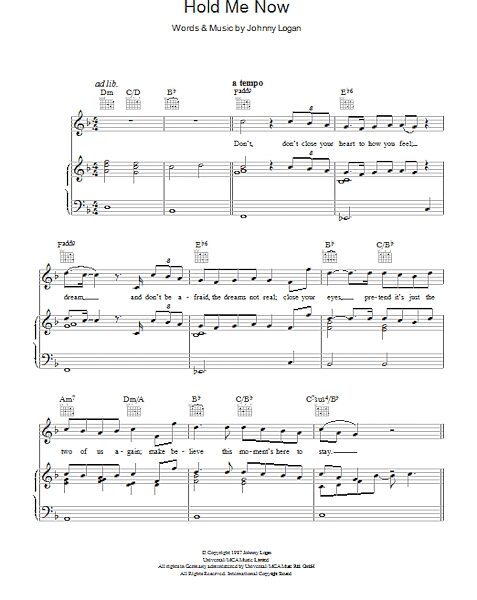 open zoom image for Hold Me Now - Piano/Vocal/Guitar, New, Main