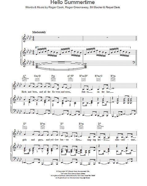 open zoom image for Hello Summertime - Piano/Vocal/Guitar, New, Main
