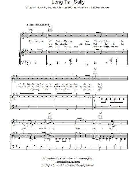 open zoom image for Long Tall Sally - Piano/Vocal/Guitar, New, Main