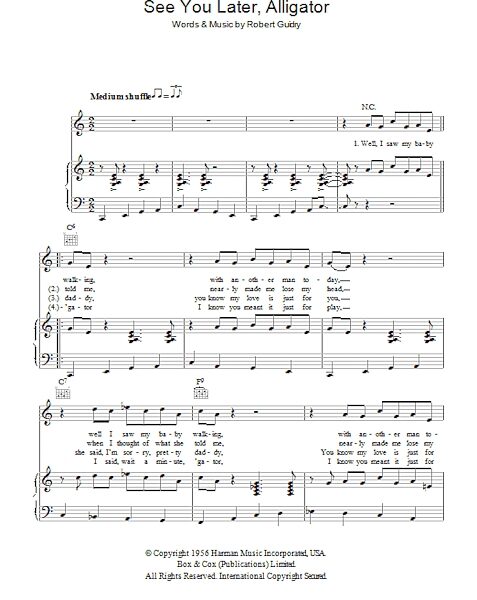 open zoom image for See You Later, Alligator - Piano/Vocal/Guitar, New, Main