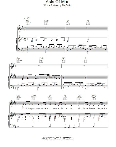 open zoom image for Acts Of Man - Piano/Vocal/Guitar, New, Main