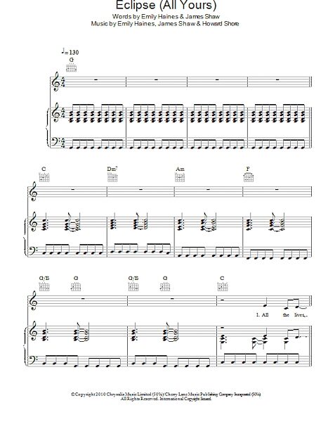 open zoom image for Eclipse (All Yours) - Piano/Vocal/Guitar, New, Main