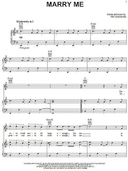 open zoom image for Marry Me - Piano/Vocal/Guitar, New, Main