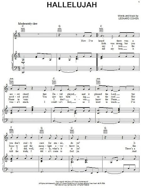 open zoom image for Hallelujah - Piano/Vocal/Guitar, New, Main