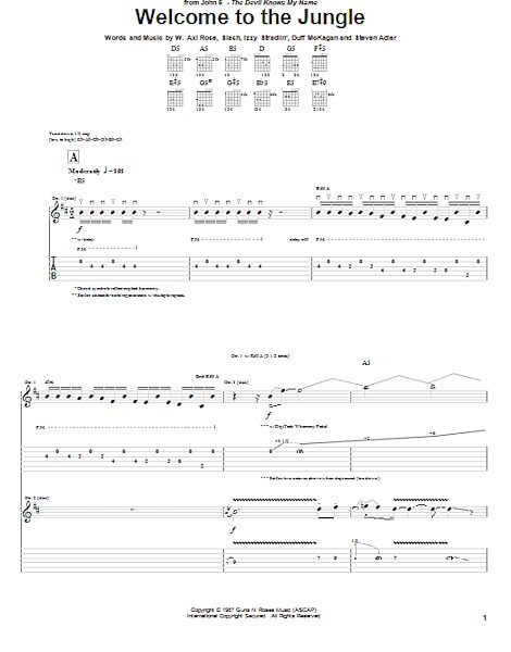 open zoom image for Welcome To The Jungle - Guitar TAB, New, Main